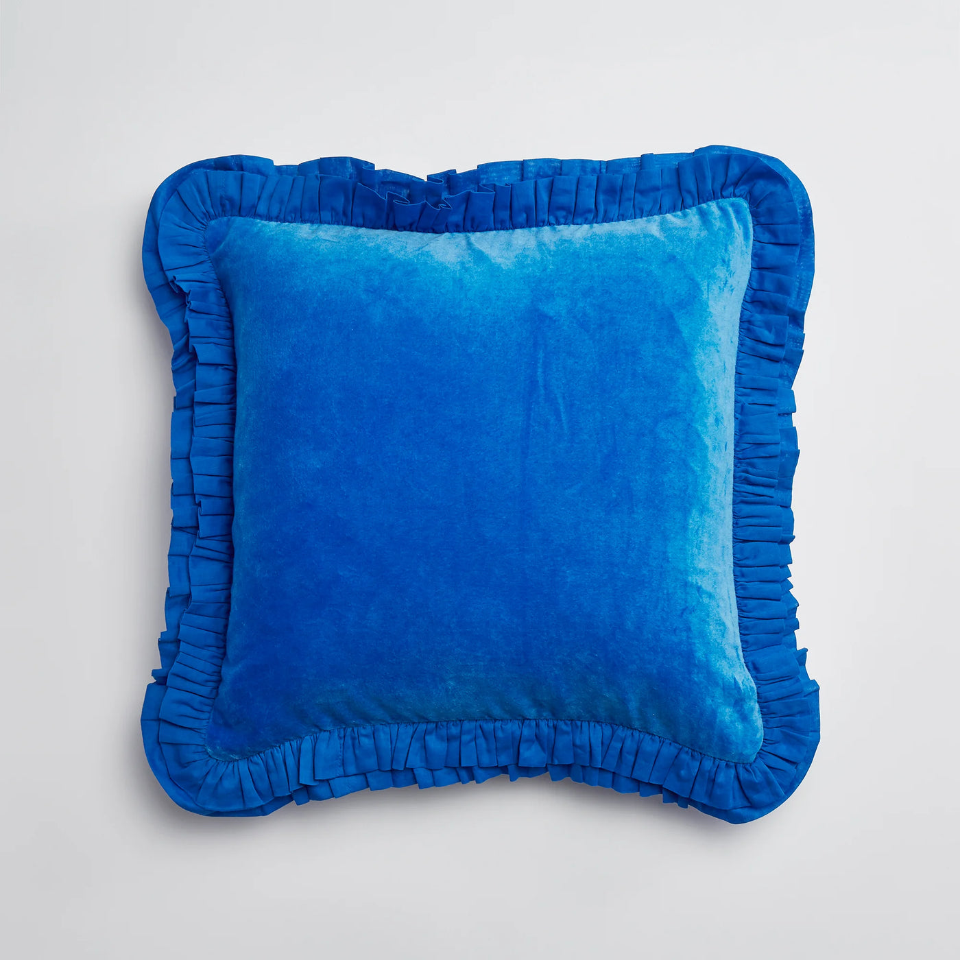Maison Splendid blue frill velvet cushion