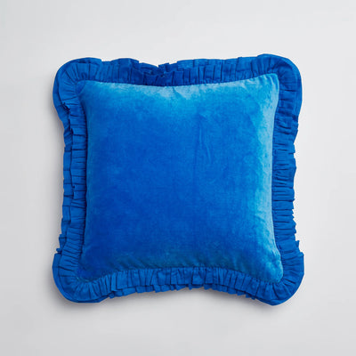 Maison Splendid blue frill velvet cushion