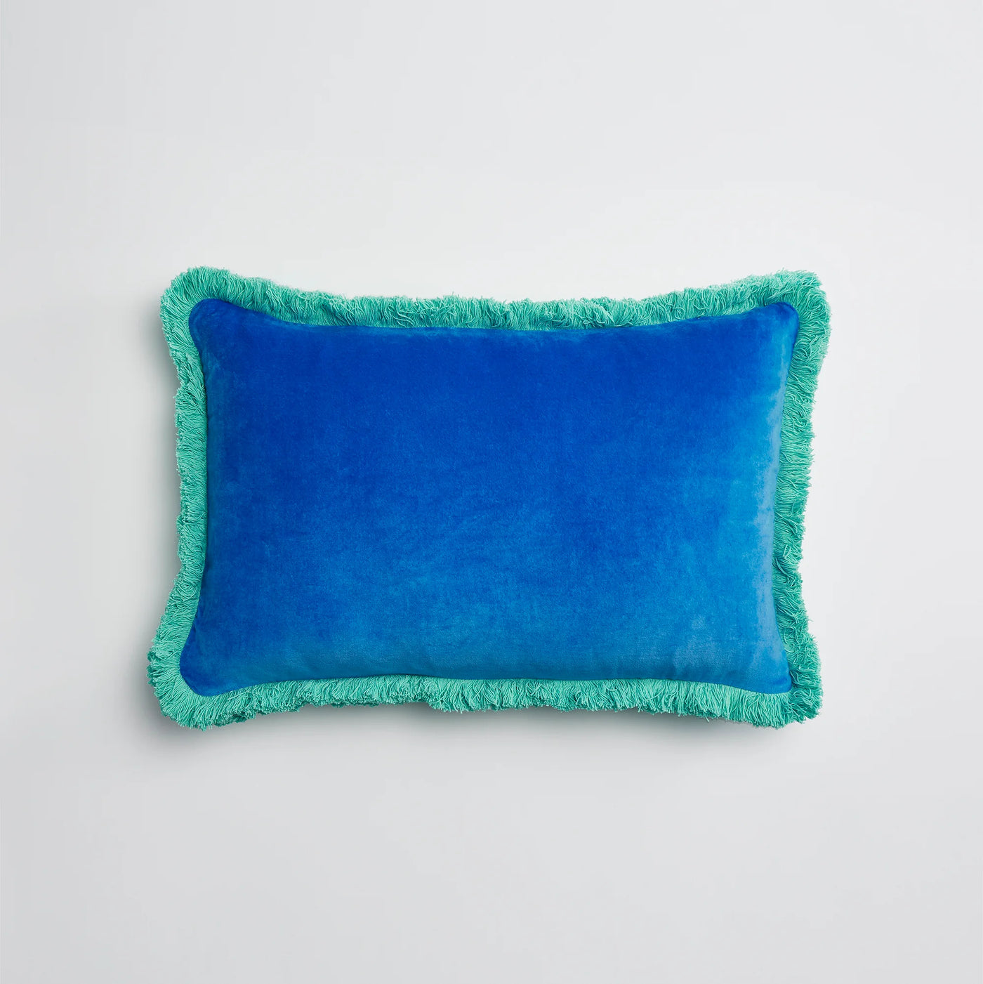 Maison Splendid velvet oblong cushion reversible blue