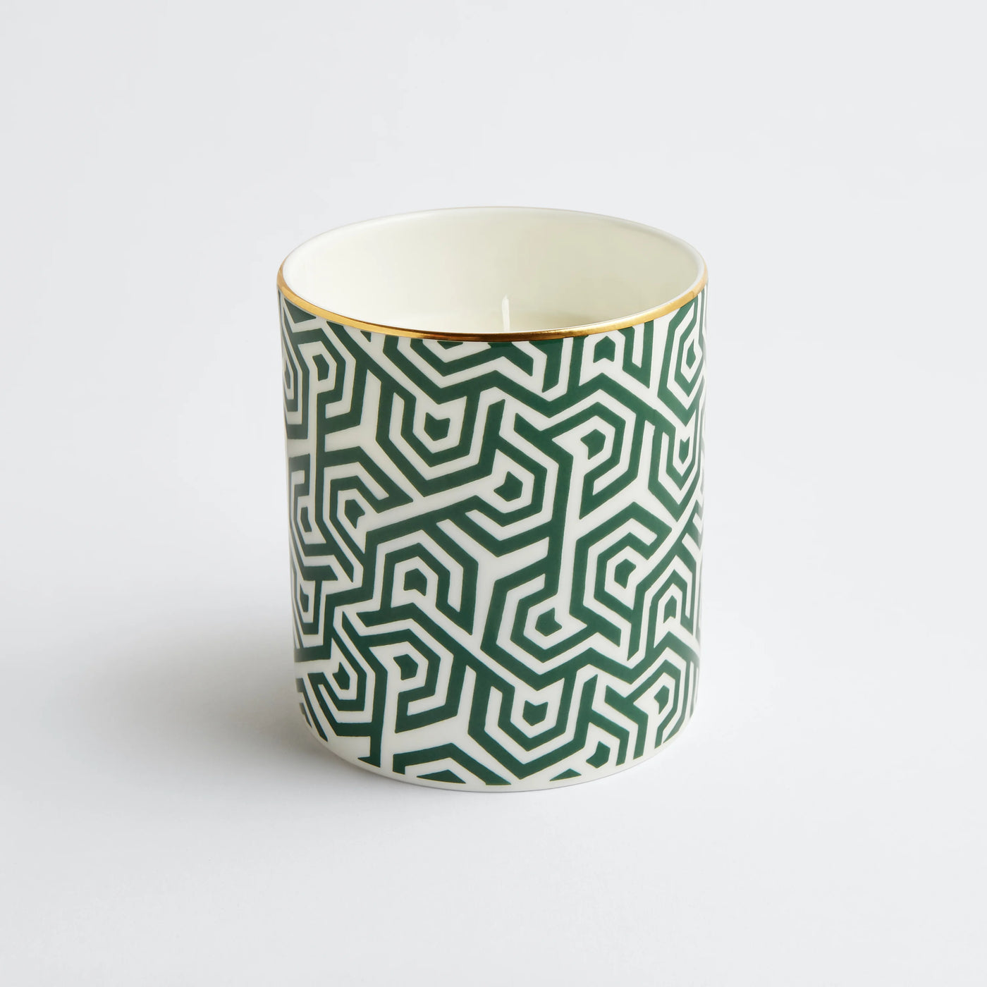 Maison Splendid fine bone china candle in geometric green design scent number nine