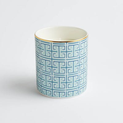 Maison Splendid fine bone china scented candle number six in aqua geometric design