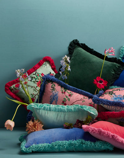 Maison Splendid selection of plain and print velvet cushions in assorted colours