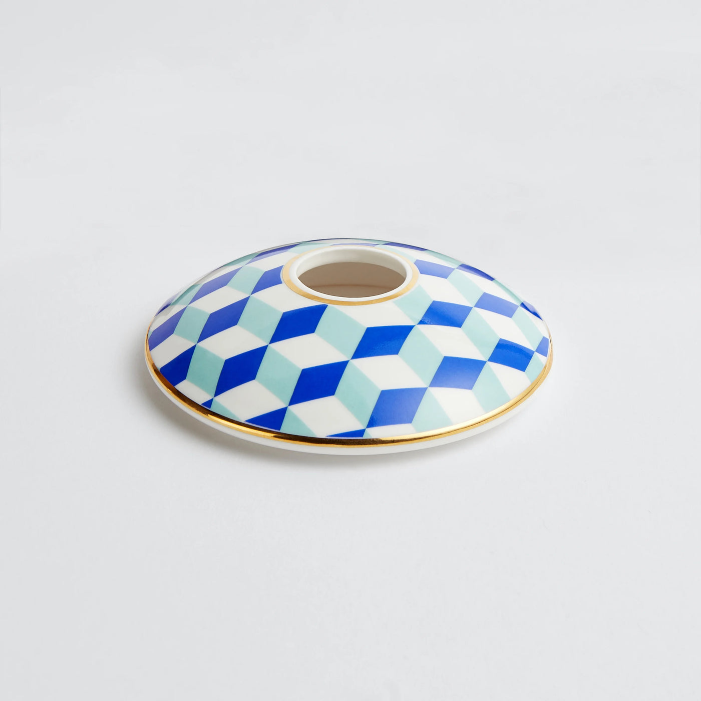 Maison Splendid fine bone china diffuser lid in blue geometric design