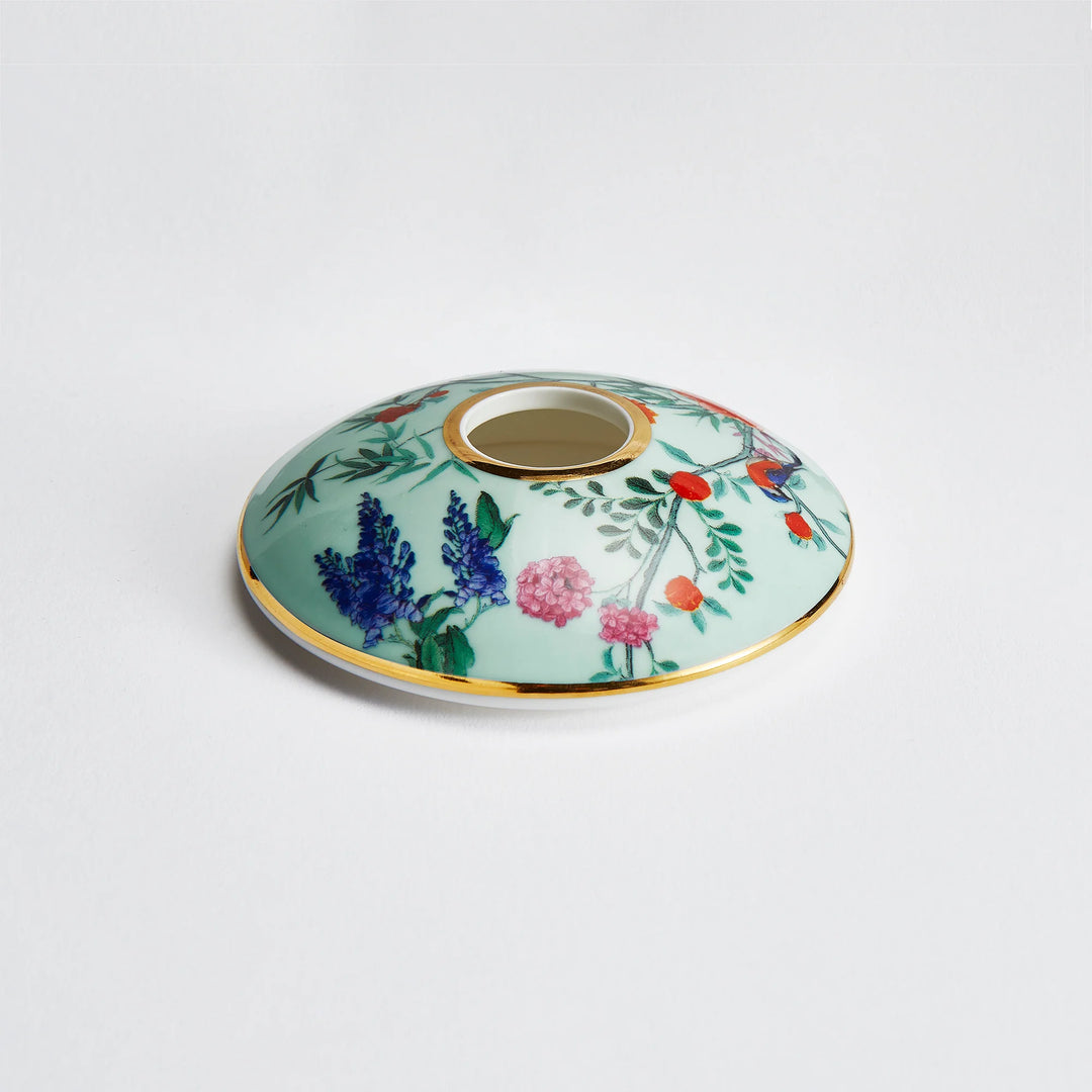 Maison Splendid diffuser lid in aqua chinoiserie printed fine bone china