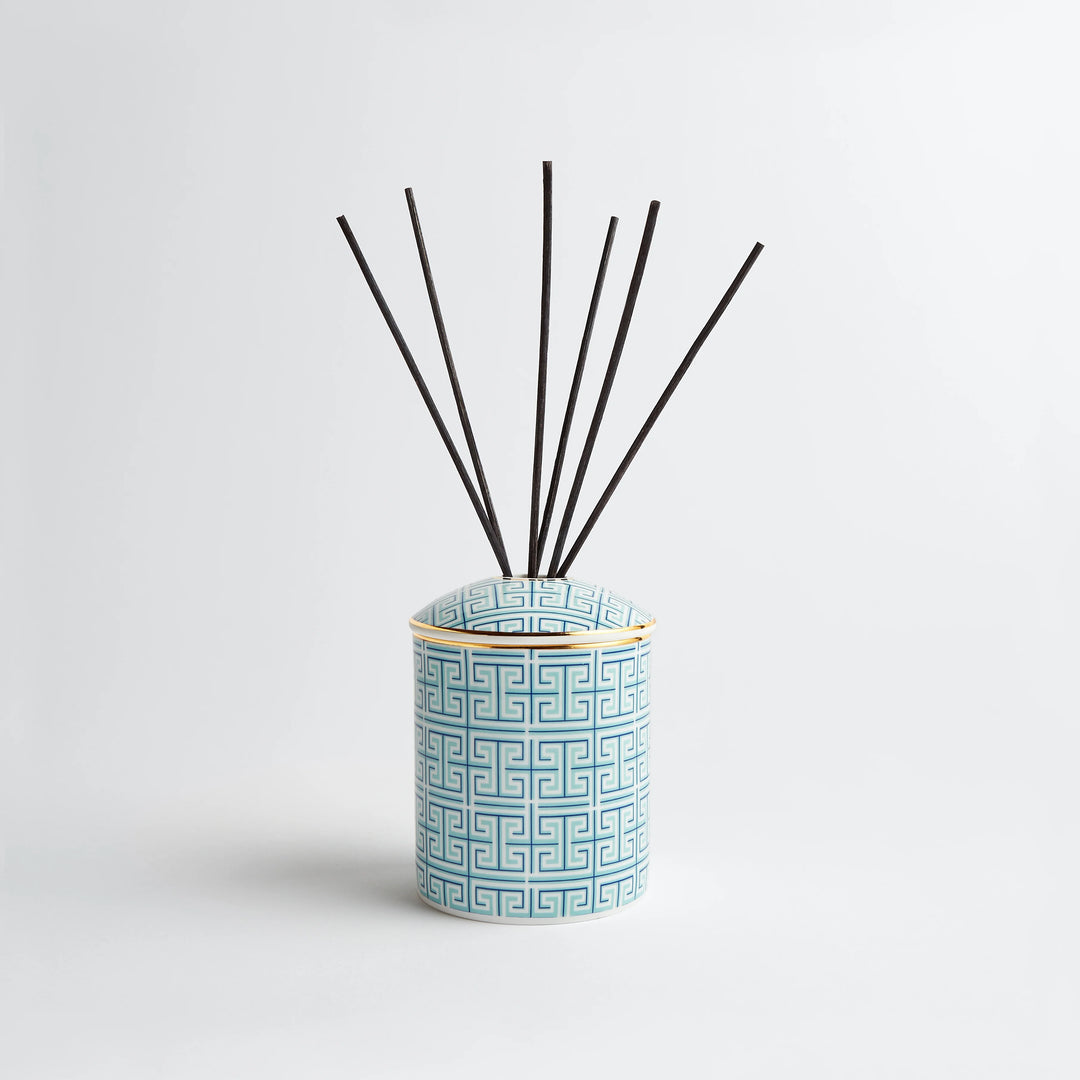 Maison Splendid fine bone china diffuser in aqua geometric design with number six fragrance fresh scent