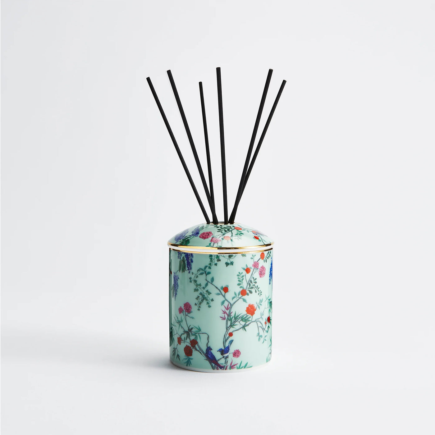 Maison Splendid diffuser aqua colour chinoiserie print on fine bone china with number three fresh fragrance