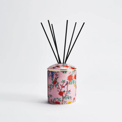 Maison Splendid diffuser number two pink chinoiserie printed fine bone china pot with floral fragrance
