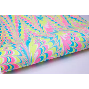 Maison Splendid marble wrapping paper in peacock neon