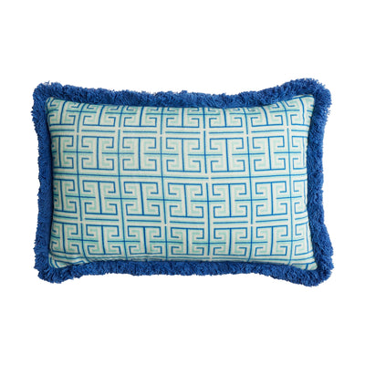 Maison Splendid oblong printed isla aqua colour velvet cushion