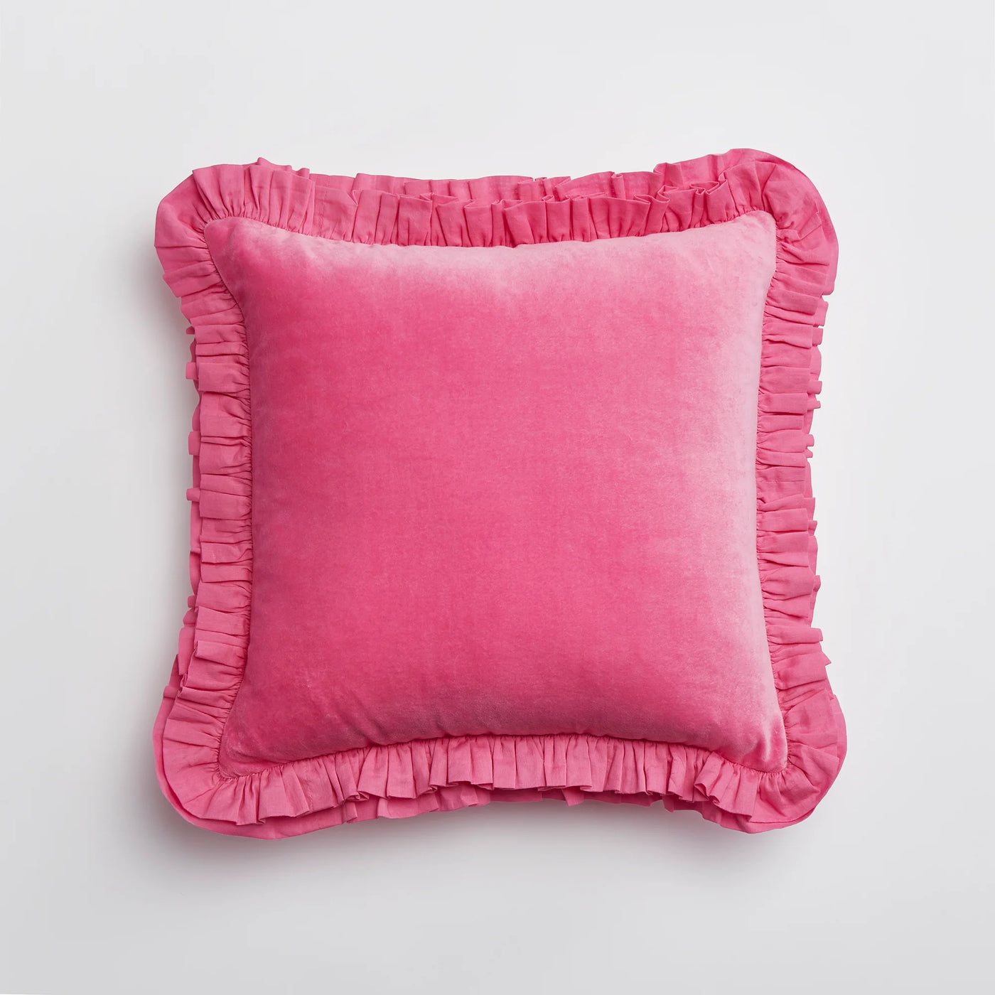 Maison Splendid pink velvet frill cushion
