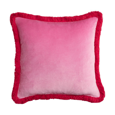 Maison Splendid large square cushion pink reverse of Aiya print