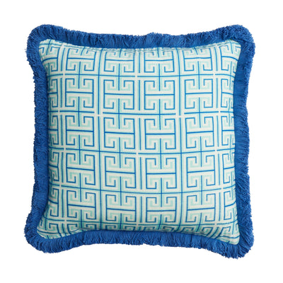 Maison Splendid large aqua isla print velvet cushion