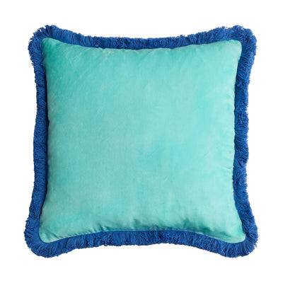 Maison Splendid aqua velvet reversible cushion