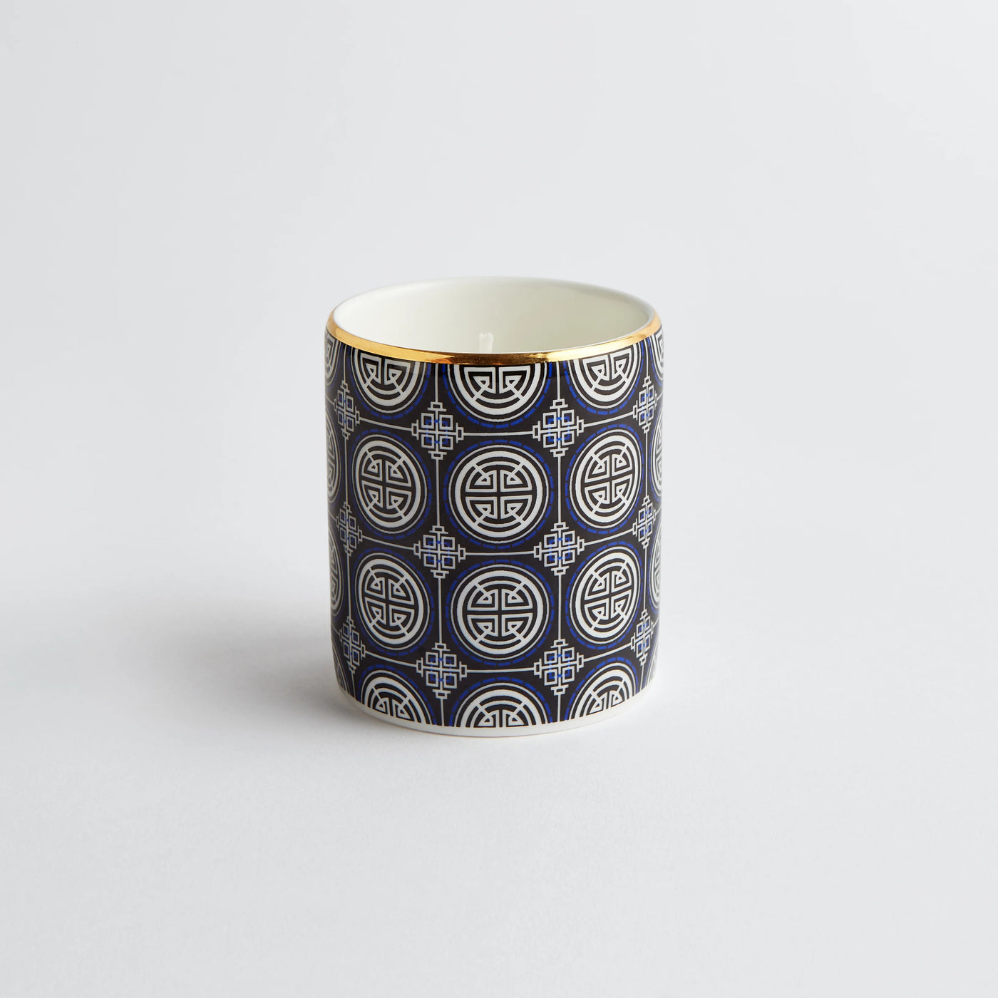Maison Splendid fine bone china travel candle navy geometric design scent number four