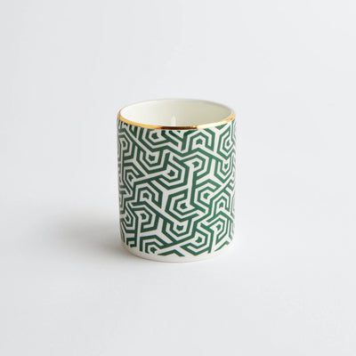 Maison Splendid fine bone china travel candle in green geometric design scent number nine
