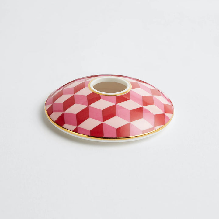 Maison Splendid fine bone china diffuser lid red/pink geometric design