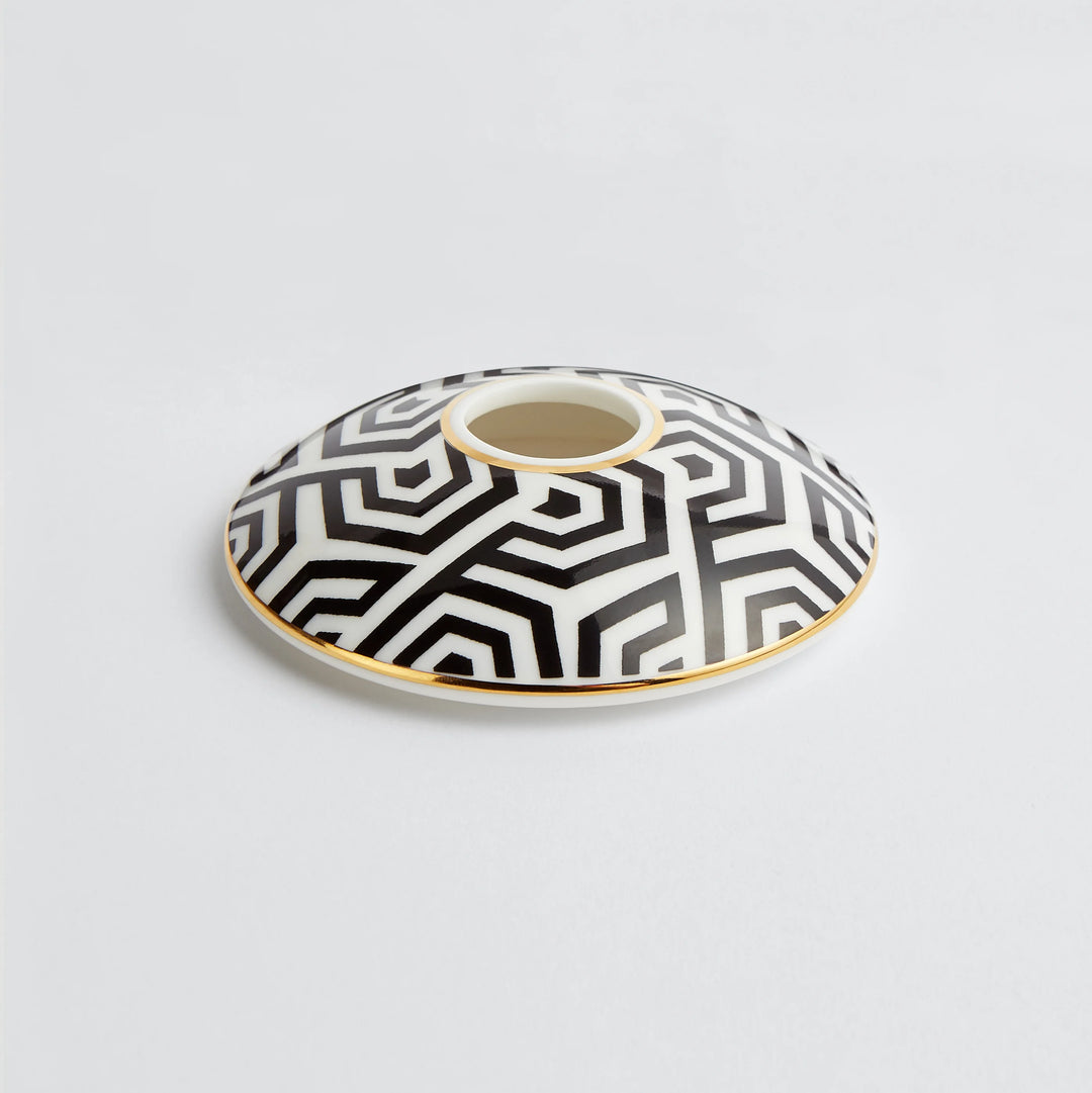 Maison Splendid fine bone china diffuser lid in black and white geometric design