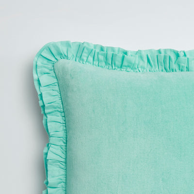 Velvet Cushion With Double Frill Trim